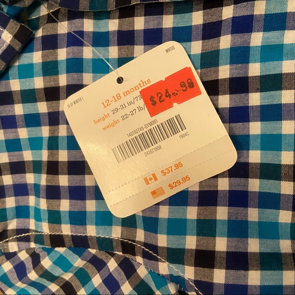 NWT Baby boys long sleeve plaid button up - Picture 5 of 10